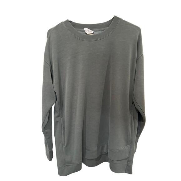 Sage Collective Olive Green Sweatshirt Top M Pockets Super Soft EUC ✨ - Picture 3 of 7